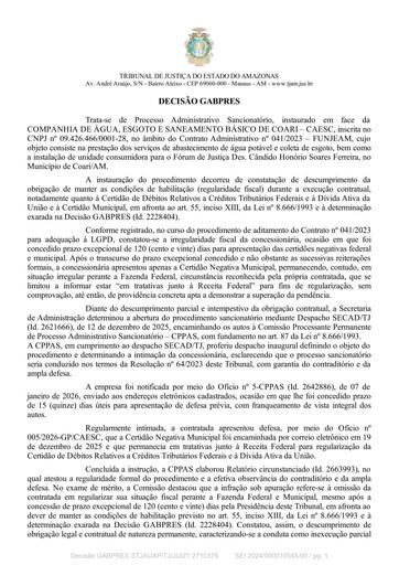 COMPANHIA DE ÁGUA, ESGOTO E SANEAMENTO BÁSICO DE COARI – CAESC