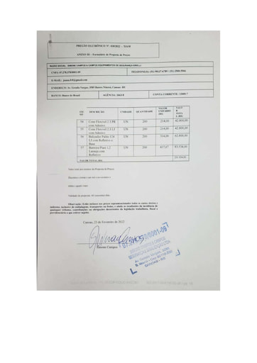 PREGÃO ELETRÔNICO Nº 018/2022 - PROPOSTA - GRUPO 8 - SIMONE CAMPOS