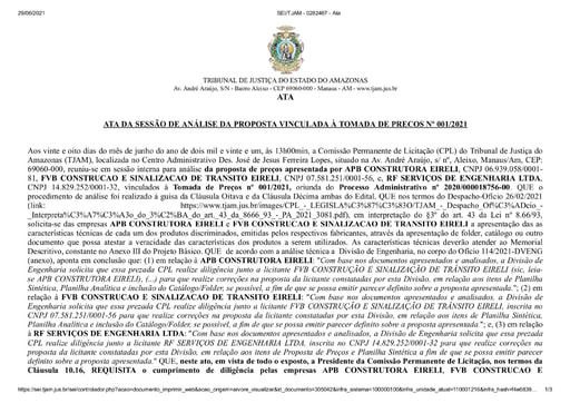 TOMADA DE PREÇOS Nº 001/2021 - ATA DA SESSÃO DE ANÁLISE DA PROPOSTA - DILIGÊNCIA (E-MAIL)