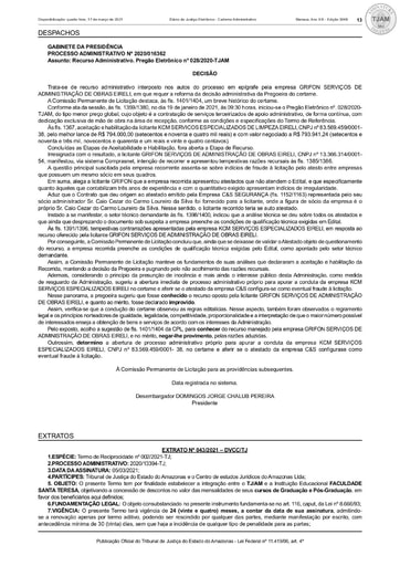 PREGÃO ELETRÔNICO Nº 028/2020 - DECISÃO RECURSO (DJE)