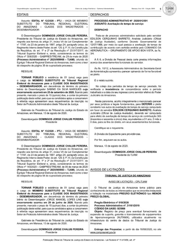 PREGÃO ELETRÔNICO Nº 018/2020 - AVISO DE LICITAÇÃO - DJE