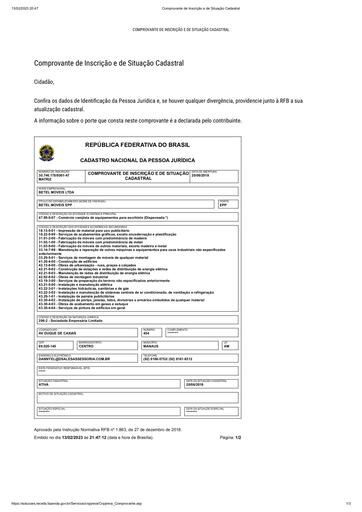 PREGÃO ELETRÔNICO Nº 010/2023 - HABILITAÇÃO - DOC. COMPLEMENTAR - BETEL - GRUPOS 1, 5 E 9