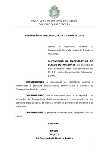 regimento interno CGJ - Resolução 01-2014-CM