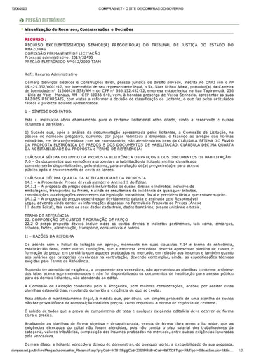 PREGÃO ELETRÔNICO Nº 012/2020 - RAZÕES RECURSAIS - CEMARP