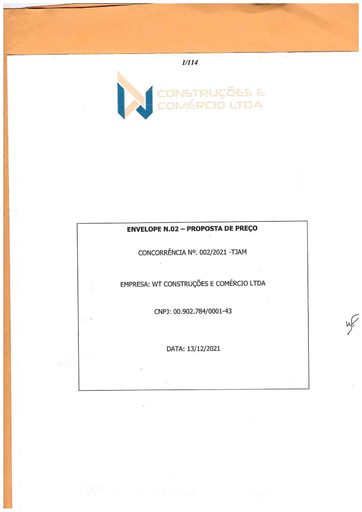 CONCORRÊNCIA Nº 002/2021 - PROPOSTA - WT - PARTE 1