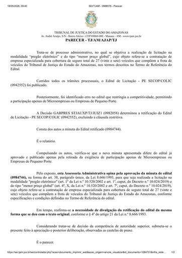 PREGÃO ELETRÔNICO Nº 020/2023 - PARECER E DECISÃO
