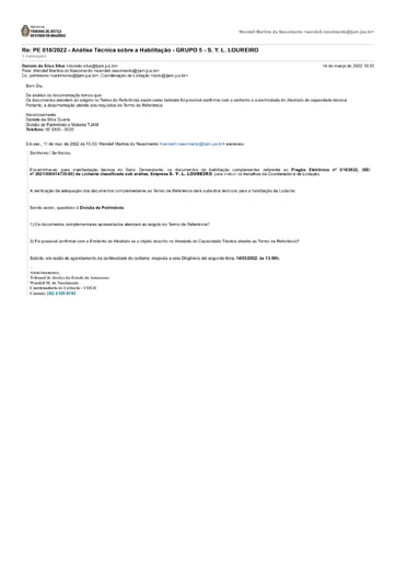 PREGÃO ELETRÔNICO Nº 018/2022 - DILIGÊNCIA COLIC À DIVISÃO DE PATRIMÔNIO - DOCUMENTAÇÃO - GRUPO 5 - S. Y. L. LOUREIRO