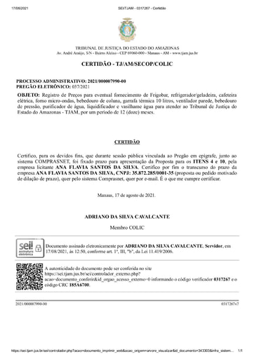 PREGÃO ELETRÔNICO Nº 037/2021 - CERTIDÃO DECURSO DE PRAZO - ITENS 4 E 10 - ANA FLAVIA
