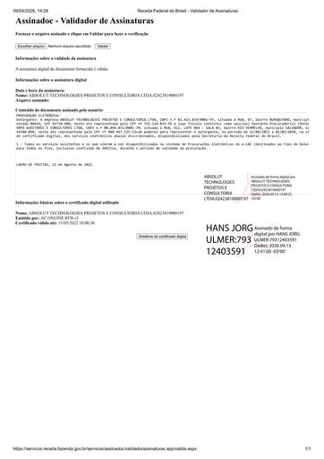 PREGÃO ELETRÔNICO Nº 022/2026 - DOCUMENTAÇÃO COMPLEMENTAR DE HABILITAÇÃO 2 - ABSOLUT TECHNOLOGIES PROJETOS E CONSULTORIA LTDA