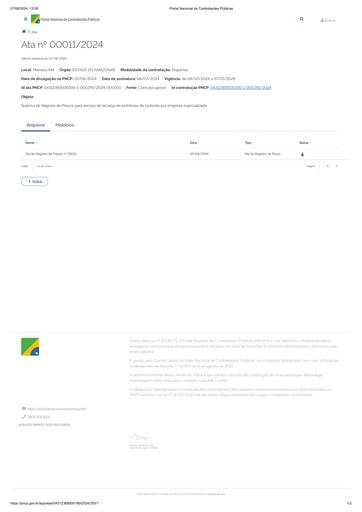 PUBLICAÇÃO DA ATA DE REGISTRO DE PREÇOS NO PNCP