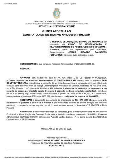 5ª APOSTILA - CT Nº 026.2024 - FUNJEAM x PAIM CONSTRUTORA LTDA.pdf