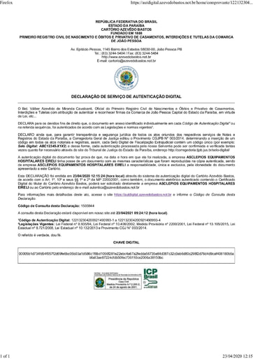 PREGÃO ELETRÔNICO Nº 011/2020 - HABILITAÇÃO - DOC. COMPLEMENTAR - ITENS 13 E 16 - ASCLEPIOS