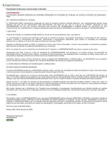 PREGÃO ELETRÔNICO Nº 020/2020 - CONTRARRAZÕES RECURSAIS - JF X GM