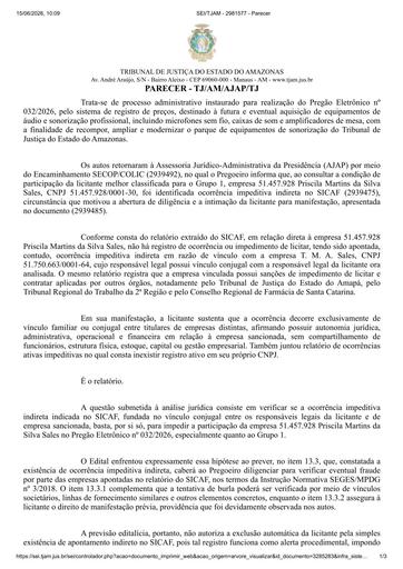 PREGÃO ELETRÔNICO Nº 032/2026 - MANIFESTAÇÃO DA AJAP - PRISCILA MARTINS DA SILVA SALES -  G1