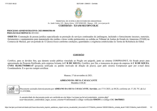 PREGÃO ELETRÔNICO Nº 55/2021 - CERTIDÃO DE DECURSO DE PRAZO - ACR