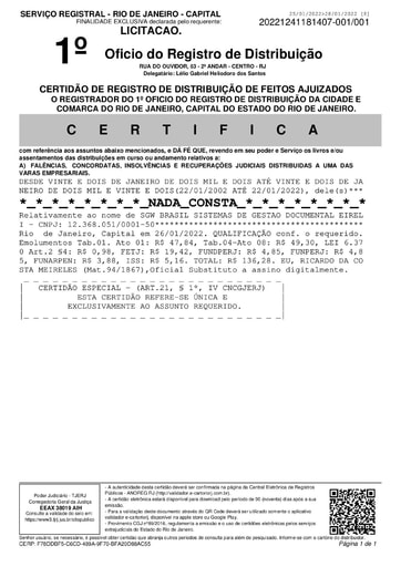 PREGÃO ELETRÔNICO Nº 003/2022 - HABILITAÇÃO - DOC. COMPLEMENTAR - SGW