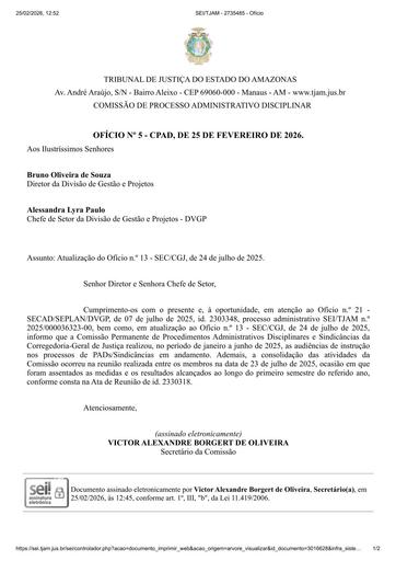 JUSTIFICATIVA DE ATA - 1° SEMESTRE DE 2025