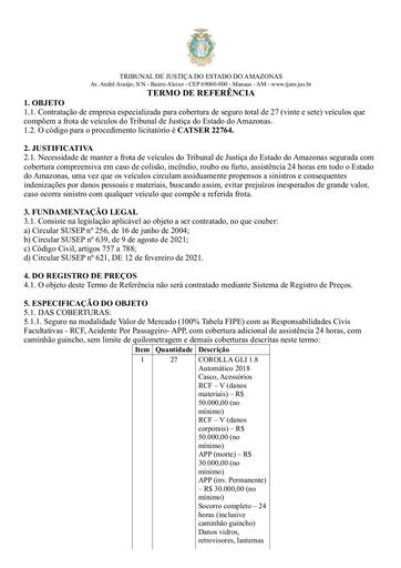 TERMO DE REFERÊNCIA - CT Nº 016/2023 - FUNJEAM x PORTO SEGURO COMPANHIA DE SEGUROS GERAIS