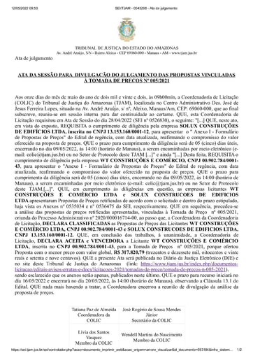 TOMADA DE PREÇOS N° 005/2021 - ATA DE DIVULGAÇÃO DO JULGAMENTO DAS PROPOSTAS